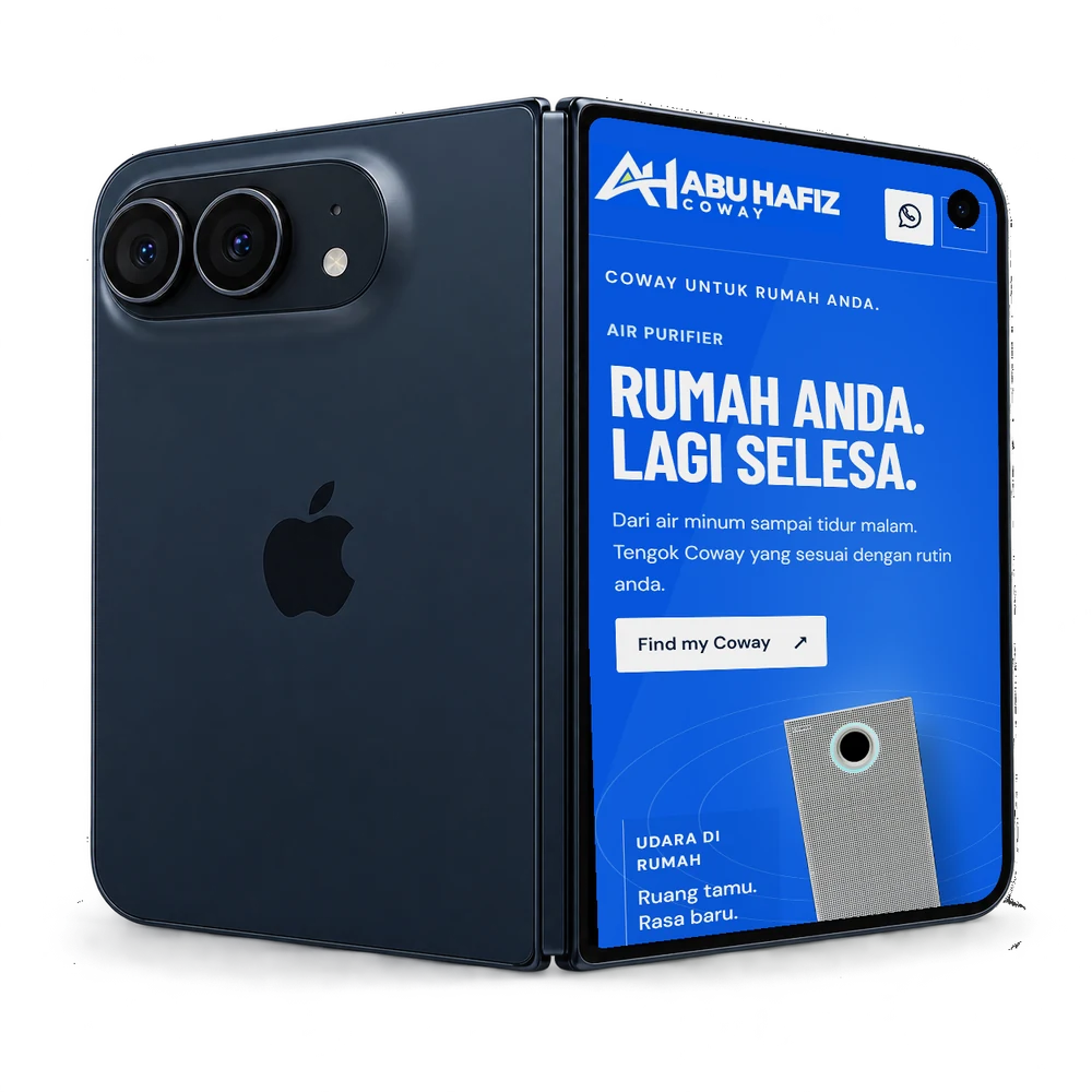 Mobile preview of the Coway by Abu Hafiz website on a foldable phone